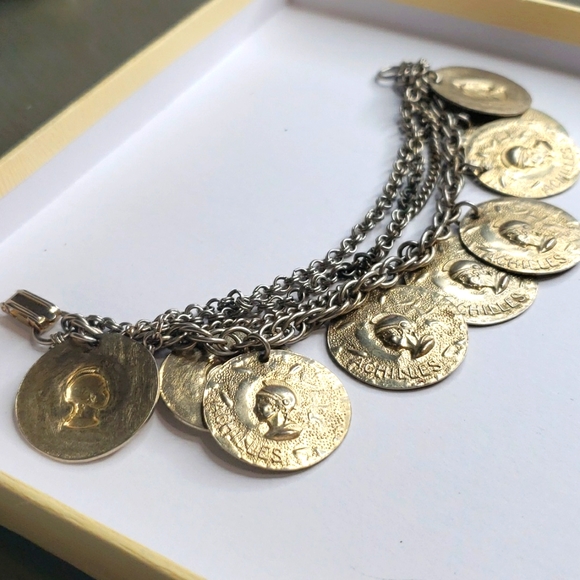 Jewelry - RARE 9 Coin triple Chain Vintage Bracelet STYLE Really Old